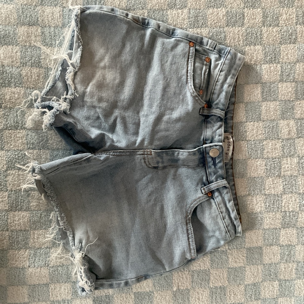 Madden Girl Light Blue Frayed Jean Shorts